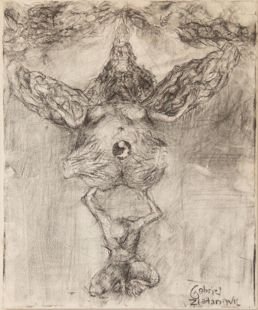 o.T., Kohle auf Leinwand, 2016