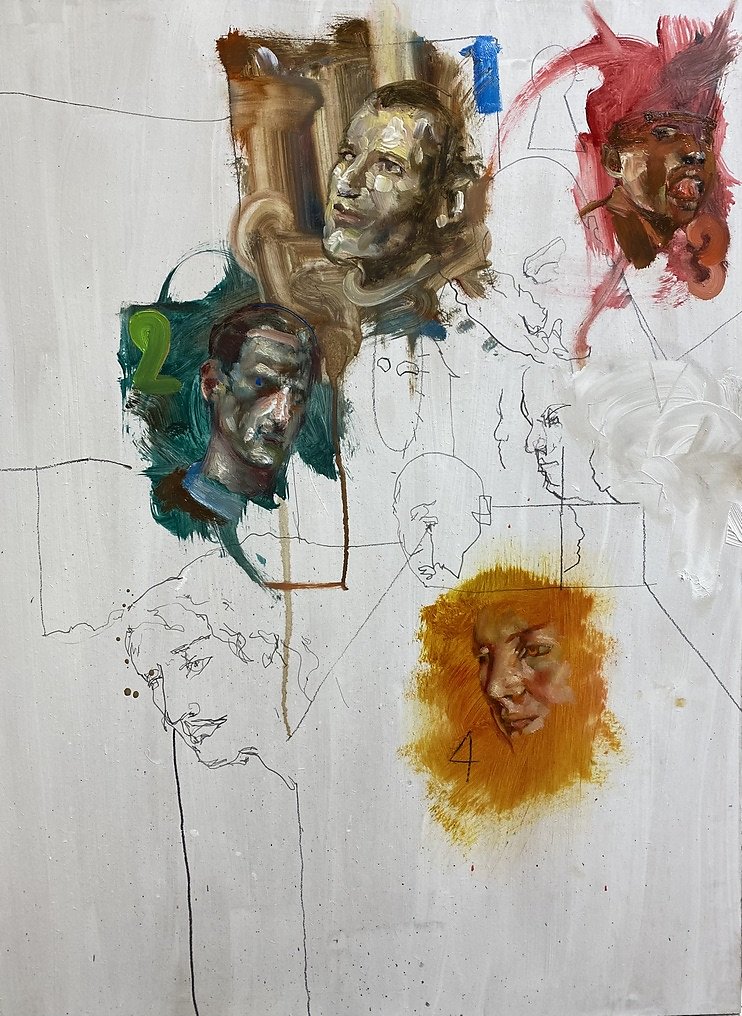o.T., Ölfarbe und Grafit auf Holz, 2020
